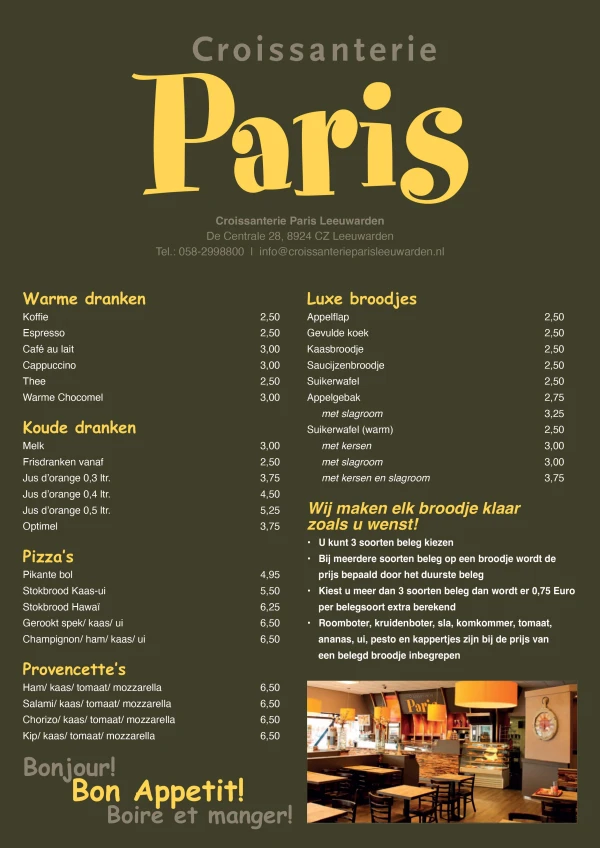 Croissanterie Paris Leeuwarden Menu 1